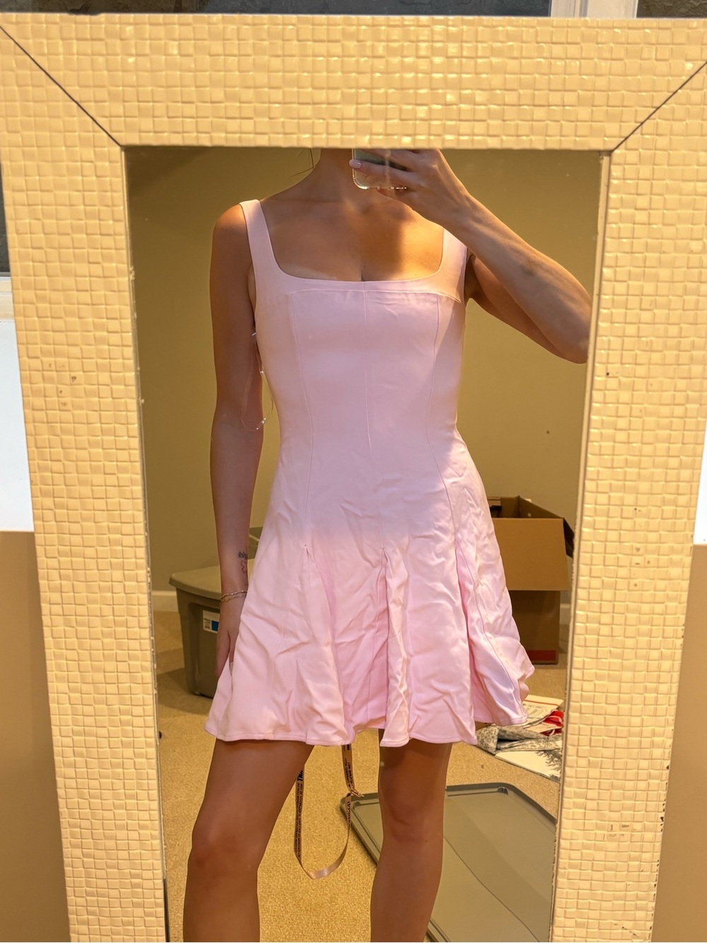 NWT House of CB Blush Pink Square-Neck Mini Dress